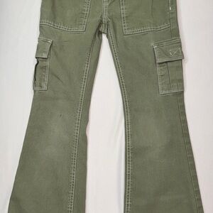 Girls Cargo Pants Size 7 Olive Green Thereabouts Wide Leg Utility Casual